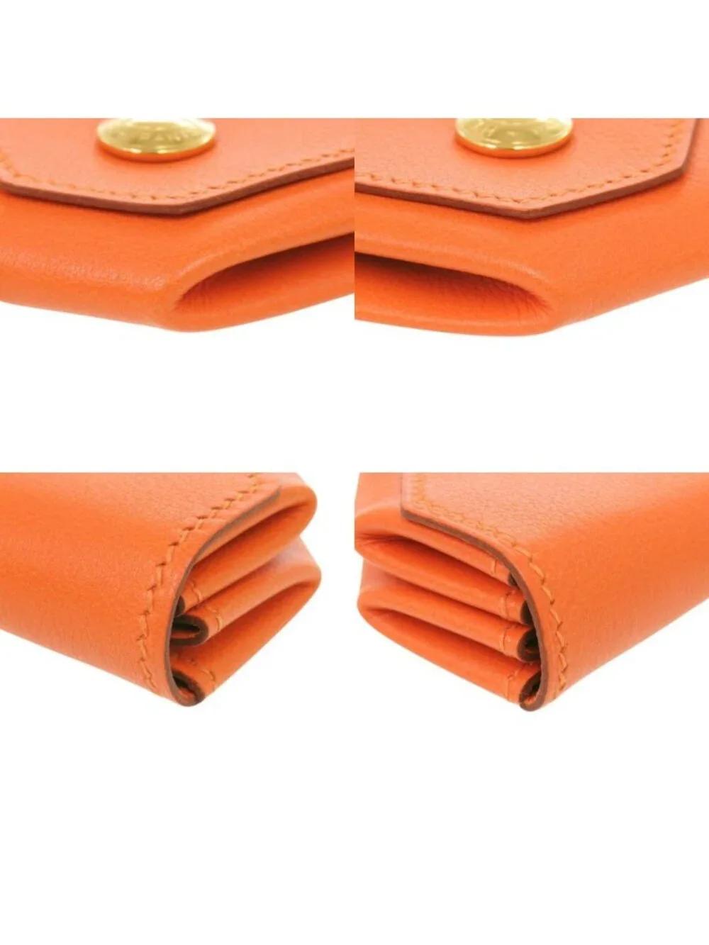 Hermes Levain Quatre Vo Garibaldi Orange Gold Coin Case